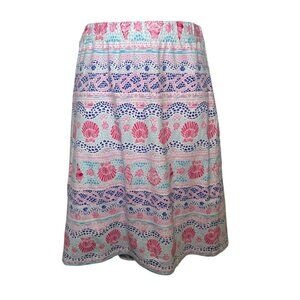 Talbots Seashell Print Stretch Skirt Women’s Medium – Cotton Blend Summer Coast